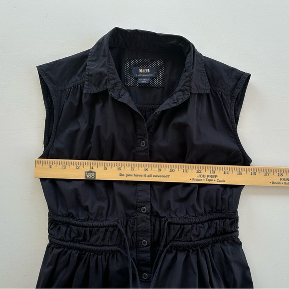 Anthropologie Maeve Button Down Midi Shirt Dress Cinch Tie Waist Navy Womens XXS - Picture 9 of 12